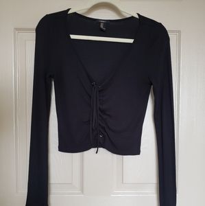 Front Tie Up, Long Sleeve, Crop Top